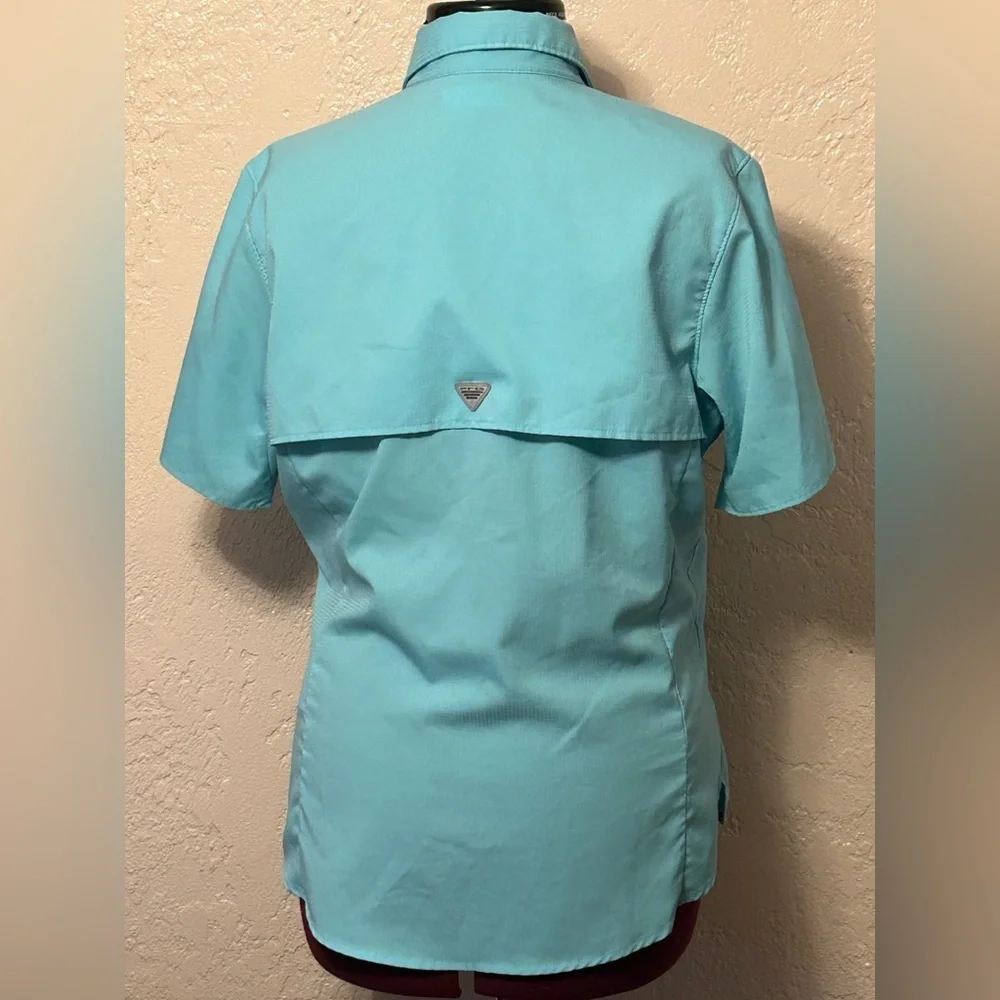 Columbia PFG Shirt Womens Medium Blue Performance Fishing Omni Shade Tamiami II - Picture 2 of 11